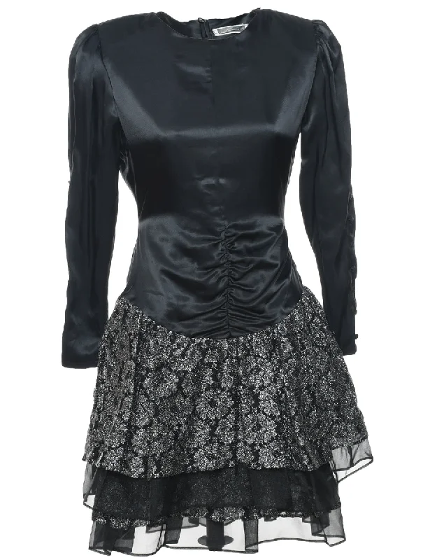 TIME-Limited Offer 1980s Lurex Thread Pattern Evening Dress - S