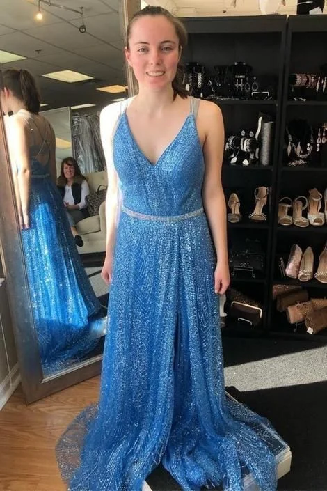 Sneak Peek Sale Sexy V neck Long Prom Dresses, Evening Party Gowns,DS4233