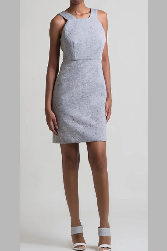 Act Fast 3D Floral Neoprene Banded Bodycon Mini Dress - Grey