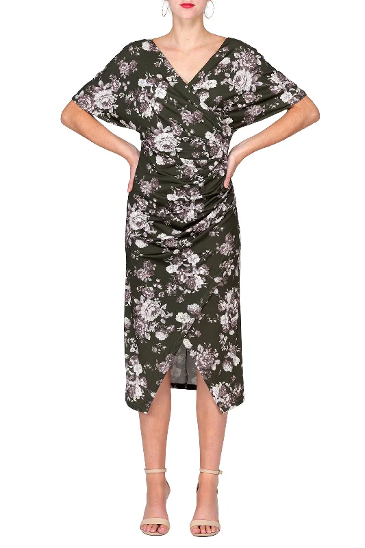 Savings Galore SCANDINAVIA-Double V-neck Ruffle Accent Sheath Dress
