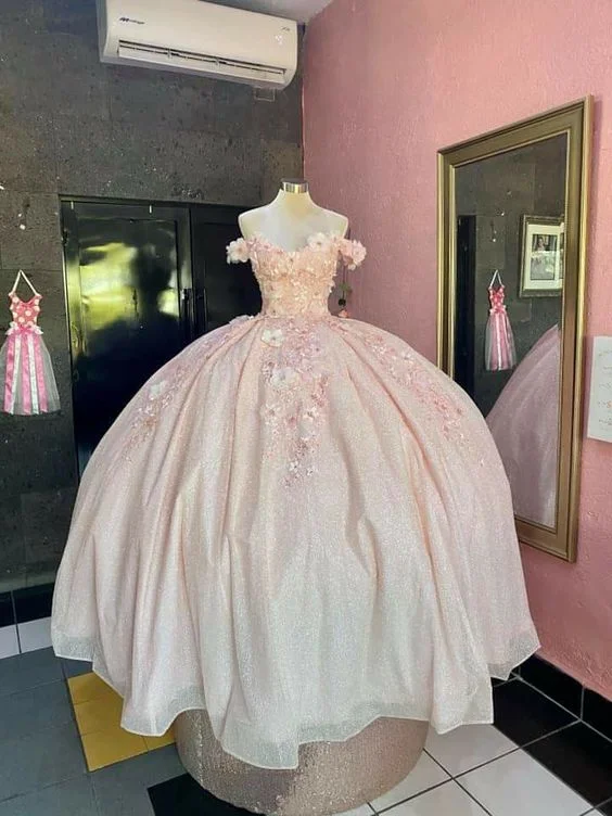 Year-End Sale romantic pink ball gown long Prom Dress,DS4401