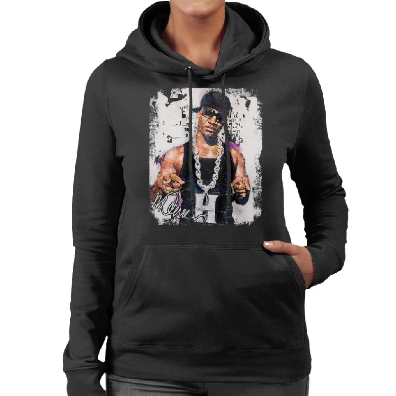 cool activewear hoodieSidney Maurer Original Portrait Of Young Jeezy Hustle Chain Women's Hooded Sweatshirt