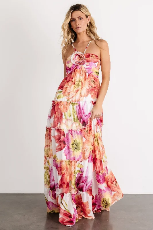 wrap-around dressCharmaine Maxi Dress | Pink + Red Floral