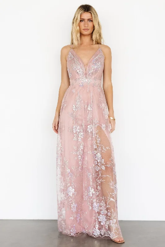 Markdowns Lucienne Shimmer Maxi Gown | Blushing Rose