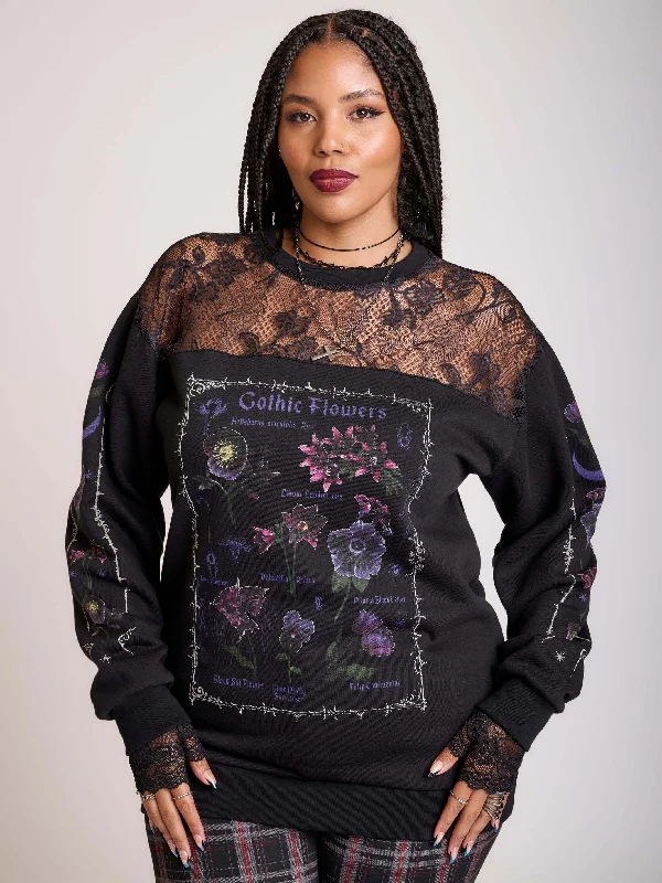 casual summer dressGothic Flowers Lace Sweatshirt