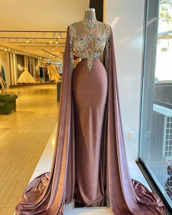 high-waisted dressVelvet Prom Dresses, Long Sleeve Prom Dresses, Mermaid Evening Dresses, Beaded Prom Dresses, Custom Make Prom Dresses, Sexy Party Dresse,DS5038