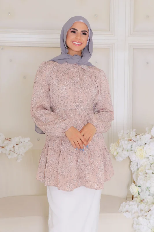 Closeout Sadie Floral Smock Top-Pink