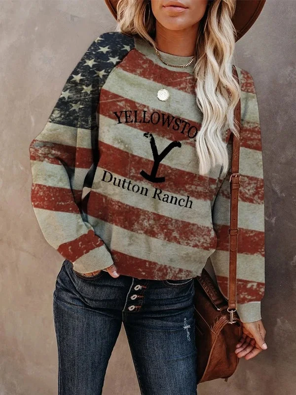 Price Break Women's Yellowstone Dutton Ranch Print Sweatshirt