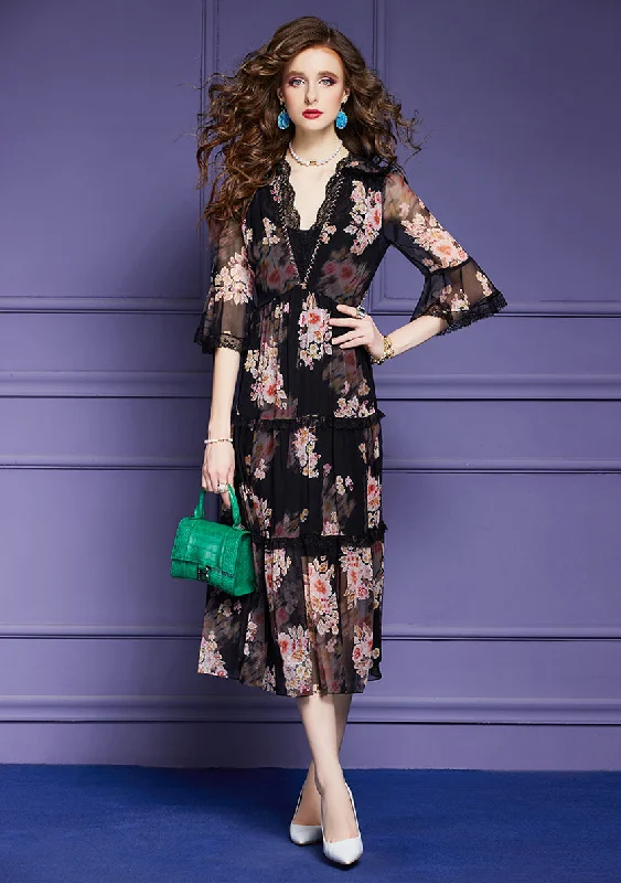 Hurry In Bottom Dress and Floral Silk Dress Two-piece Set