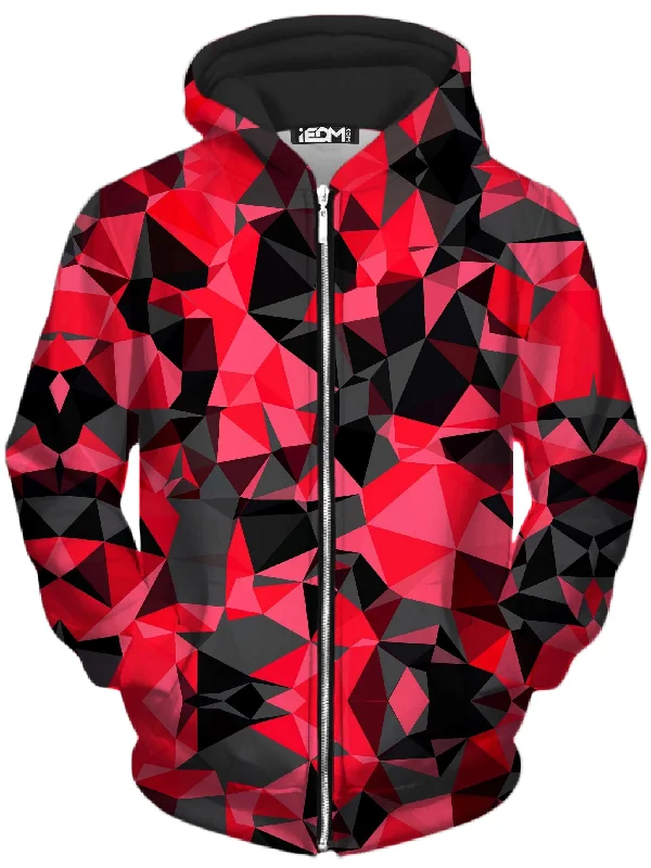 Don't Miss Red and Black Geo Unisex Zip-Up Hoodie