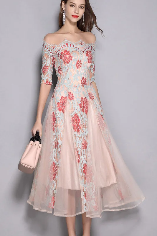 Today’s Deal OFF SHOULDER CONTRAST FORMAL DRESS