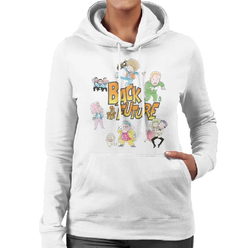 oversized hoodie with drawstringsBack To The Future Chibi Cartoon Women's Hooded Sweatshirt