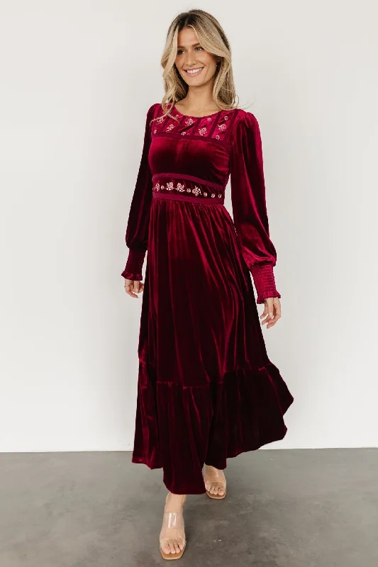 casual shift dressIngrid Velvet Maxi Dress | Merlot