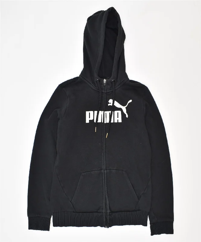 oversized hoodiePUMA Womens Graphic Zip Hoodie Sweater UK 8 Small Black Cotton