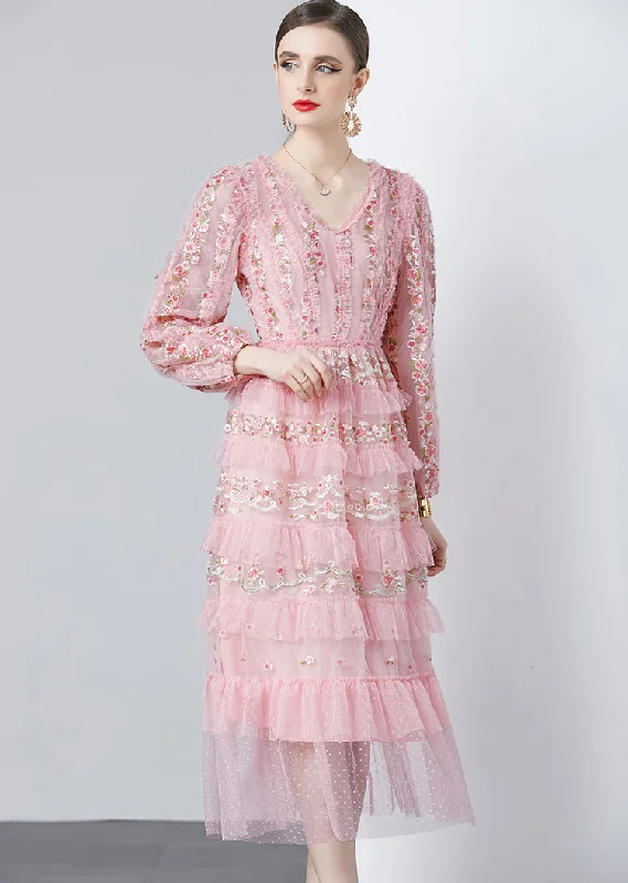 Value Deals Heavy industry embroidery high waist slim elegant temperament dress