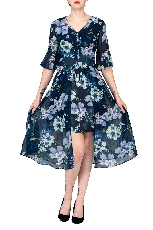 Extra Savings TWO PEARS-Flowy Print Dress with Drawstring