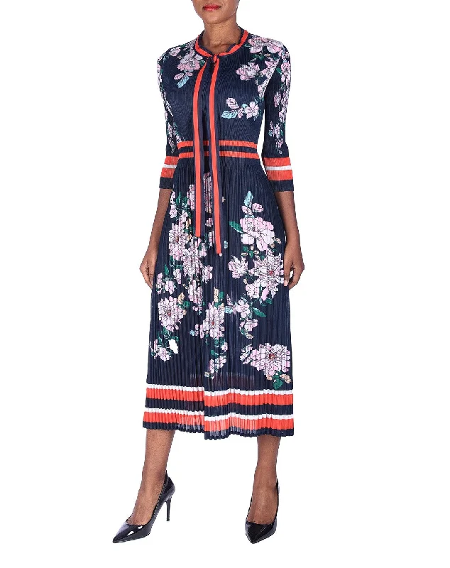 Daily Deals TWO PEARS-Long Sleeve Floral Knitted Dress