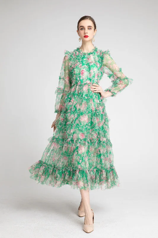 Hot Deal Sharon Floral Ruffle Midi Dress