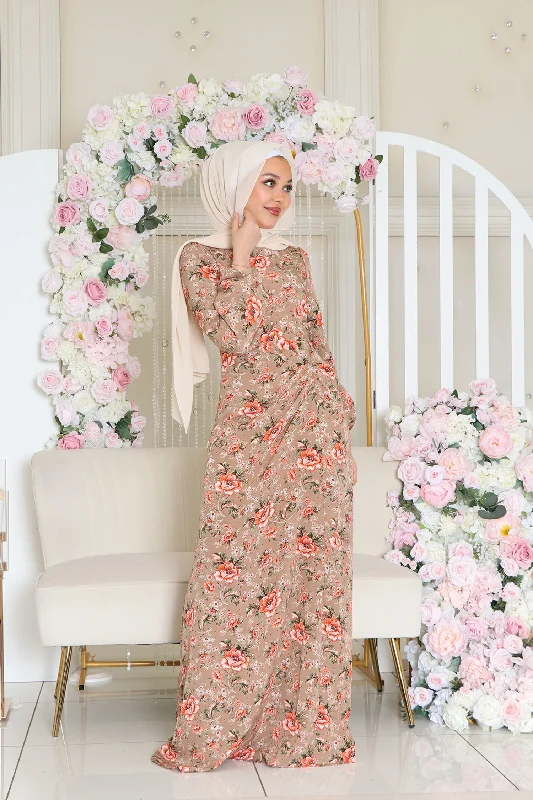 Bonus Savings Hailey Floral Dress- Tan