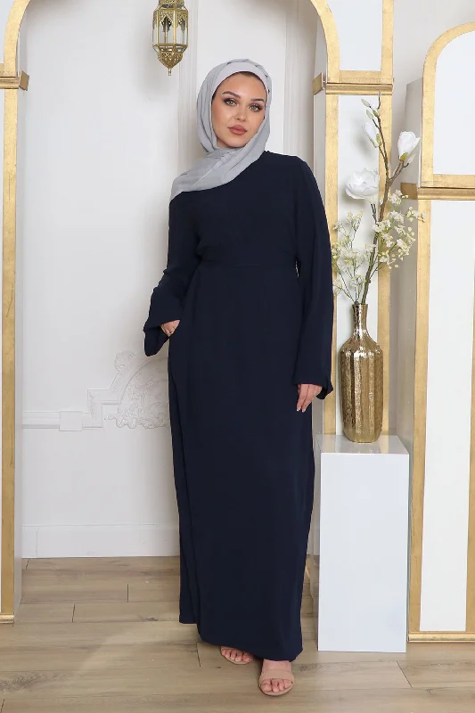 Now or Never Nila Textured Essential Abaya- Navy Blue