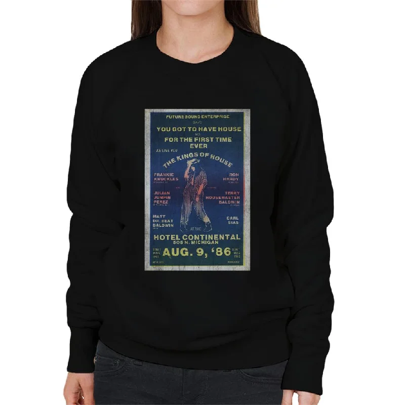 lightweight workout sweatshirtDJ International Kings Of House '86 Poster Women's Sweatshirt