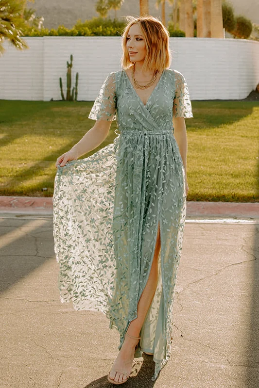 Savings Galore Marseille Embossed Maxi Dress | Eucalyptus