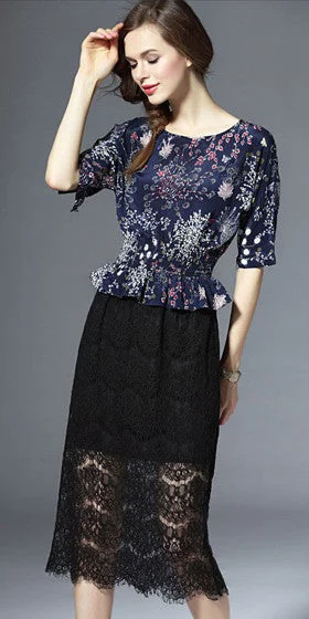 Amazing Deals Silk Printed top and Lace skirt Dress