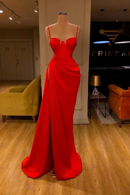 Big Discounts Fabulous Spaghetti-Straps Red Mermaid Prom Dress With Split On Sale,DS4680 Big Discounts Fabulous Spaghetti-Straps Red Mermaid Prom Dress With Split On Sale,DS4680