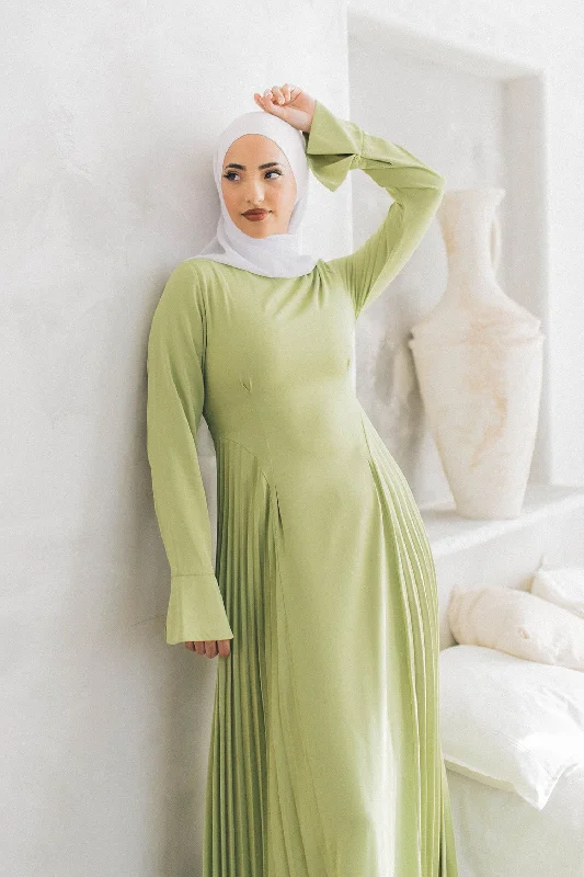 Extra Savings Kelsi Soft Pleat Dress- Sage Green