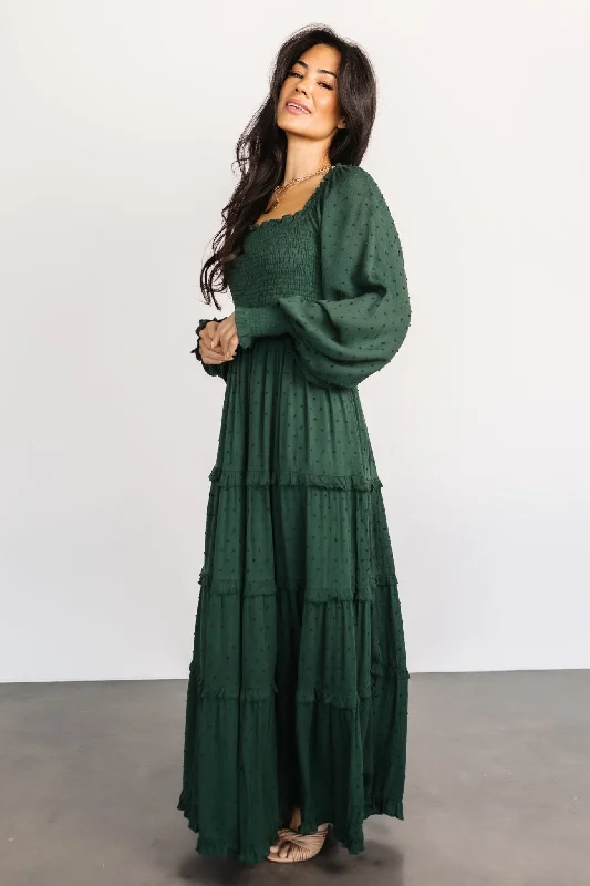Low Prices Amanda Smocked Dotted Maxi Dress | Evergreen