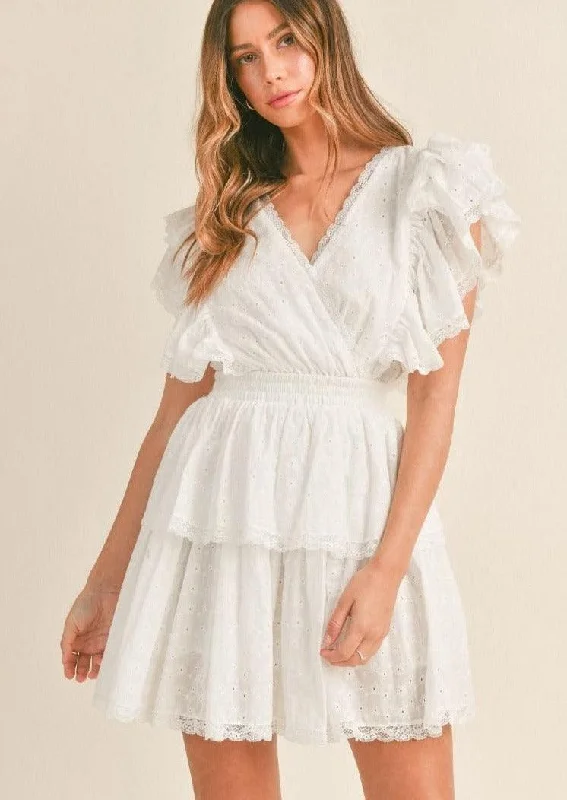Limited Stock Embroidered Tiered Mini Dress