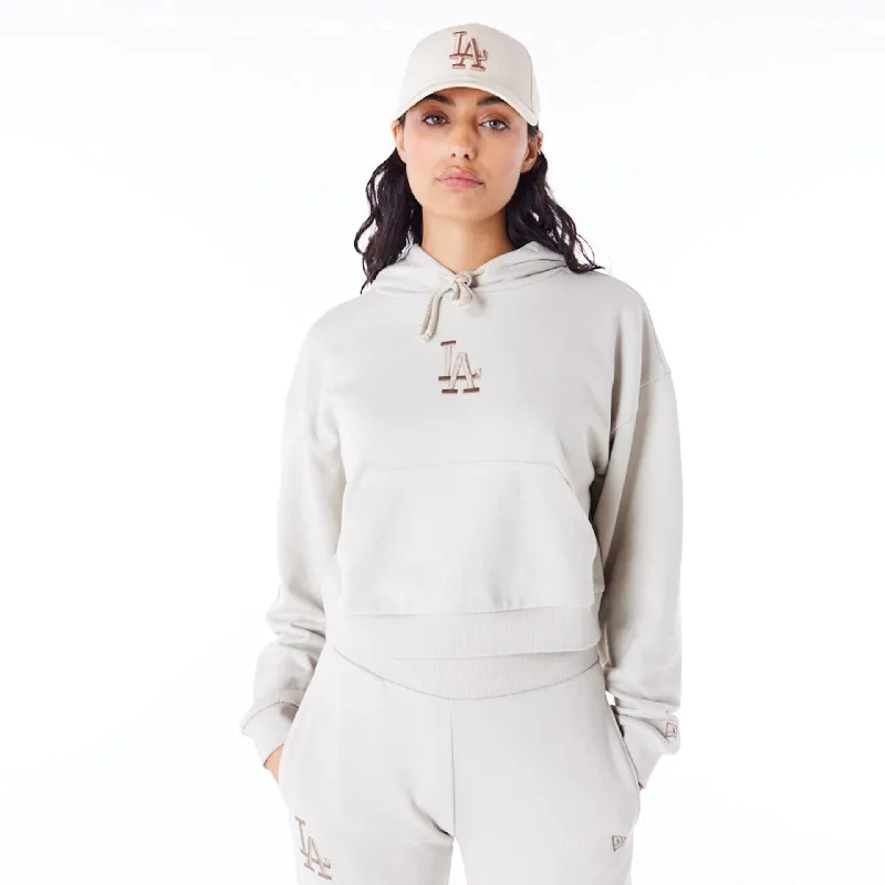 Amazing Deals LA Dodgers MLB Lifestyle Stone Womens Crop Pullover Hoodie