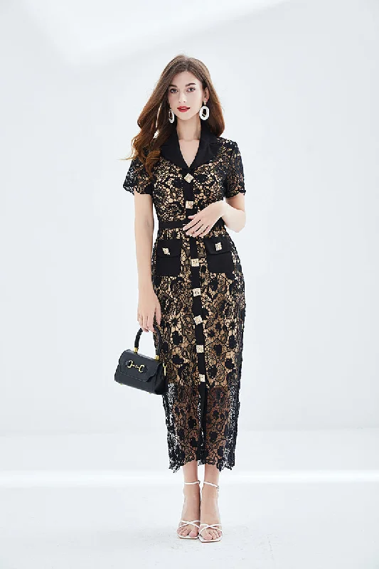 While Supplies Last Embroidery stitched Bodycon Bohemian Style lace dress
