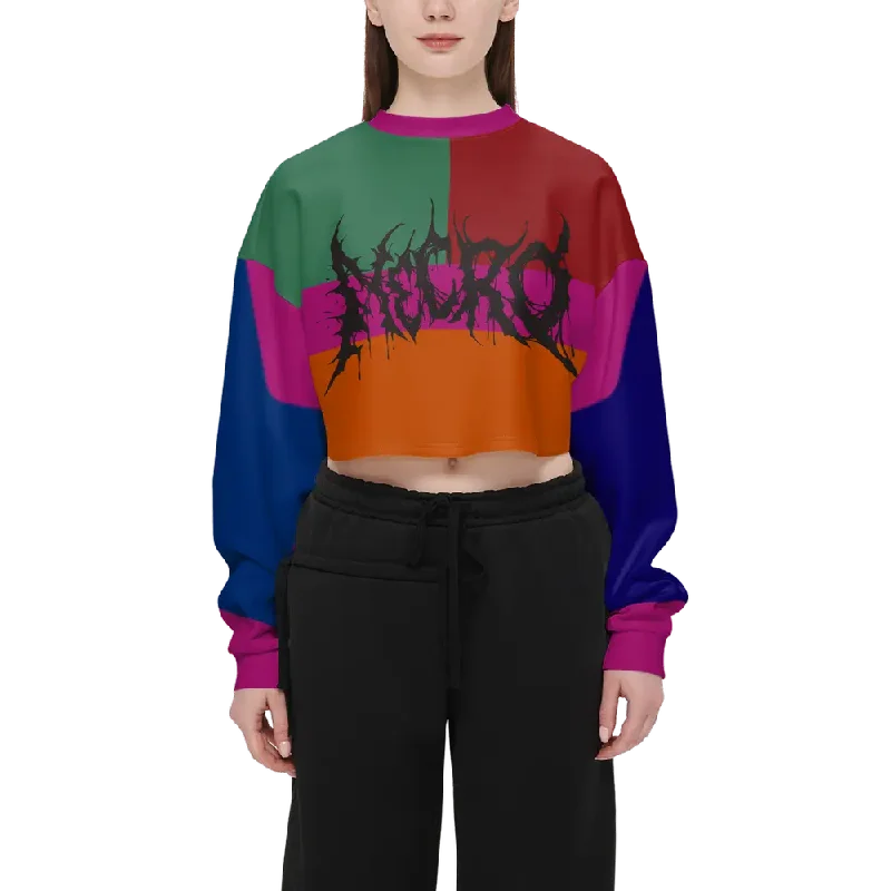 Grand Opening Sale Necro - Black Death Metal Logo - Women’s Cropped Crewneck Sweatshirt