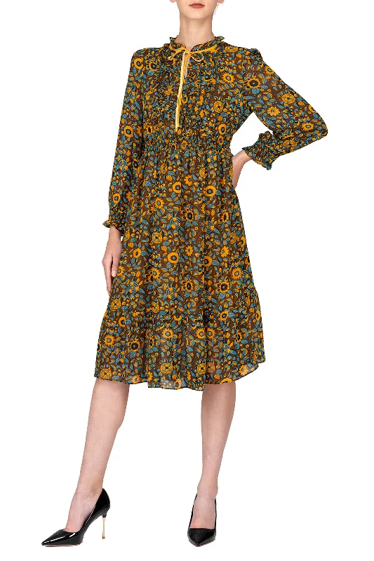 Deal of the Week SCANDINAVIA-Long Sleeve Elastic Waist Fit & Flare Dress