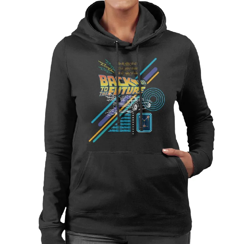 athletic hoodieBack to the Future Delorean Outline Countdown Women's Hooded Sweatshirt