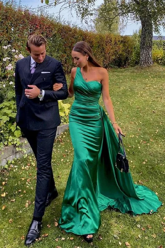 casual shift dressGreen One Shoulder Prom Dress Long Evening Gown,DP0200