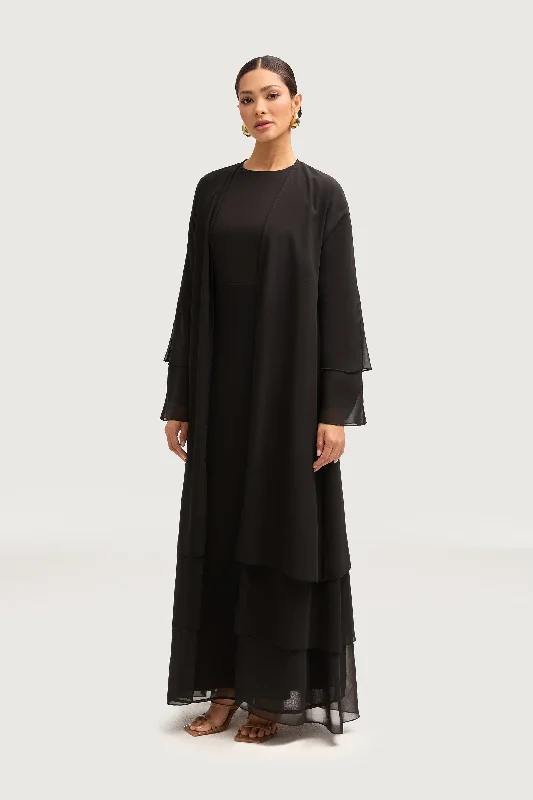 velvet dressHawa Two Piece Abaya & Dress Set - Black