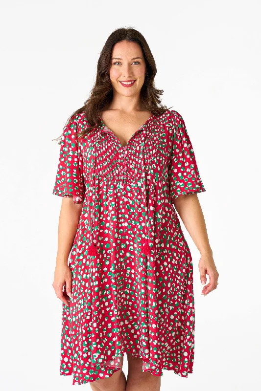 Daily Deals Boho Australia Red & Green Dress Midi