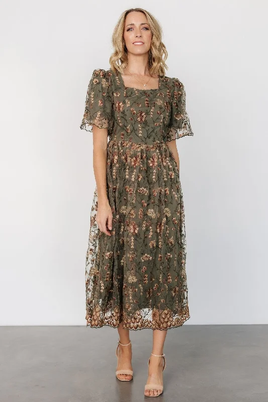 comfy dressRavenna Embroidered Dress | Olive Floral