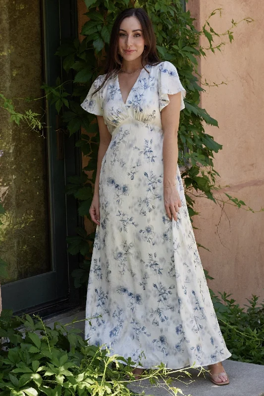 shift dressCarmen Maxi Dress | Off White + Blue Floral