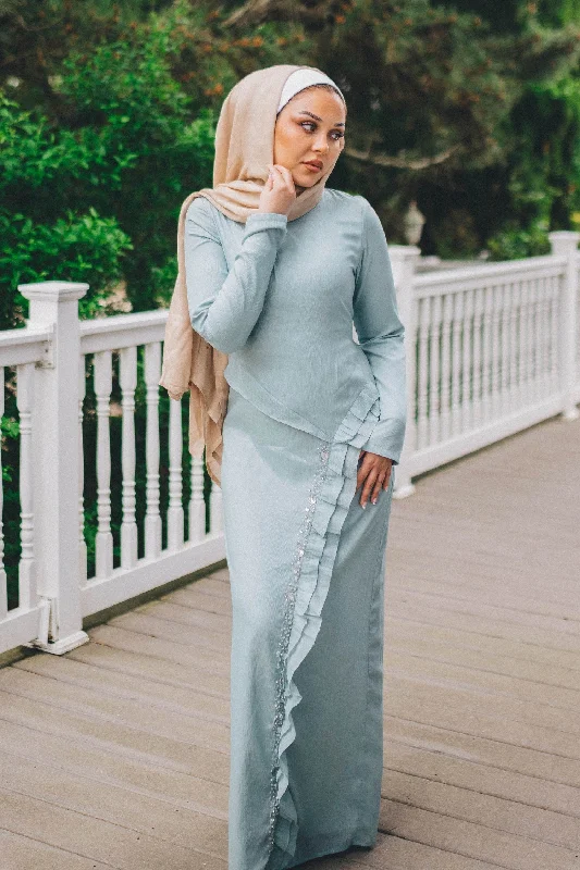 Low Prices Lia Ruffle Maxi Dress - Mint Blue