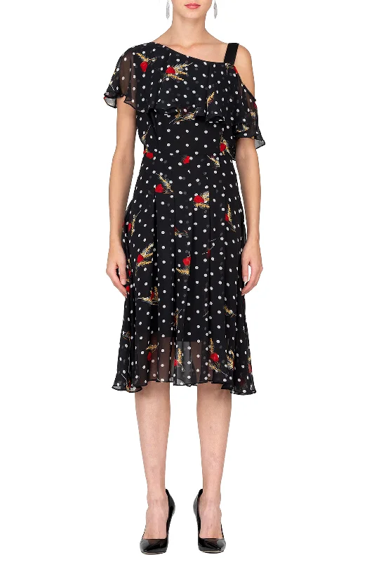 Quick Sale SCANDINAVIA-One Shoulder Ruffle Accent Dress