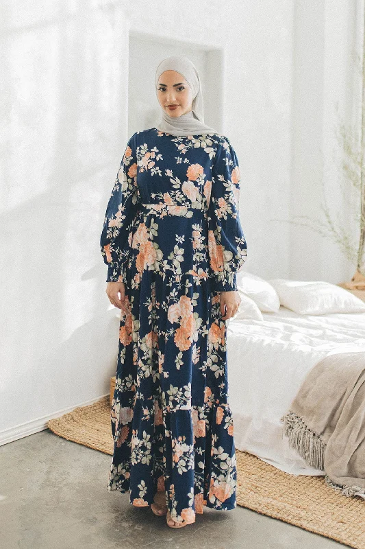 Unbeatable Prices Nova Smock Floral Dress- Navy Blue