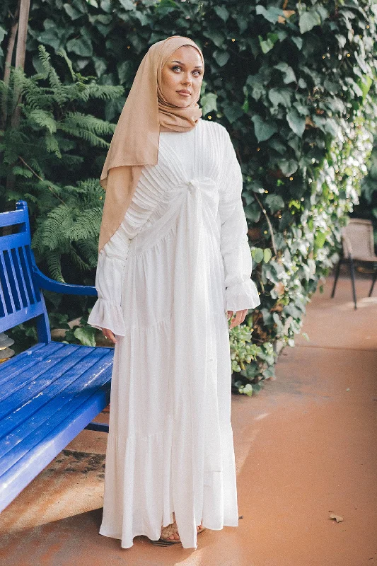Year-End Clearance Saleema Chiffon Open Abaya- Off White