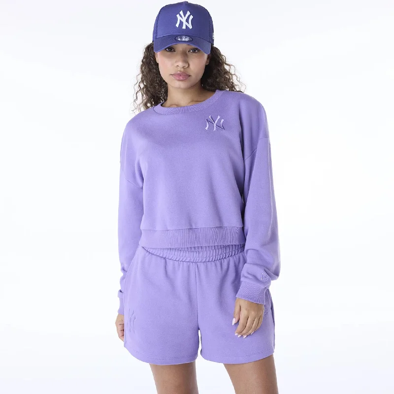 TIME-Limited Offer New York Yankees Womens MLB League Essential Purple Crew Neck Sweater