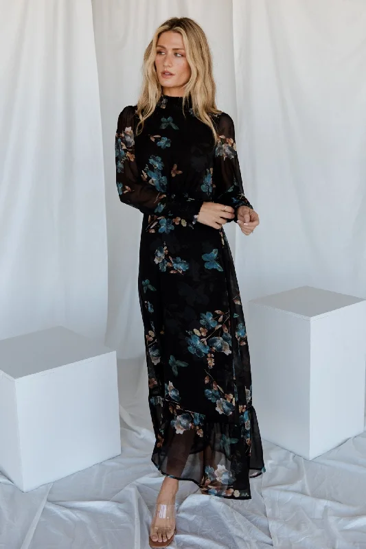 Time-Limited Offer Luciana Maxi Dress | Black + Blue