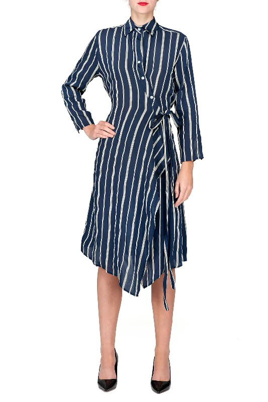 Price Drop TWO PEARS-Long Sleeve Waist Belted Wrapped Surplice Dress