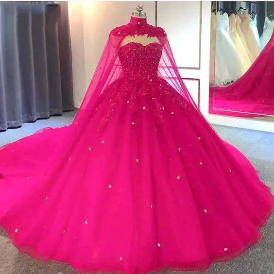 Deal Alert Hot Pink Detachable Cape Quinceanera Sweet 16 Ball Gown Prom Dress,DS4416 Deal Alert Hot Pink Detachable Cape Quinceanera Sweet 16 Ball Gown Prom Dress,DS4416