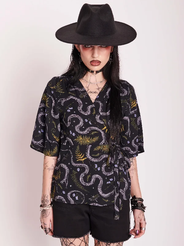 long-sleeve floral dressFloral Snake Wrap Top